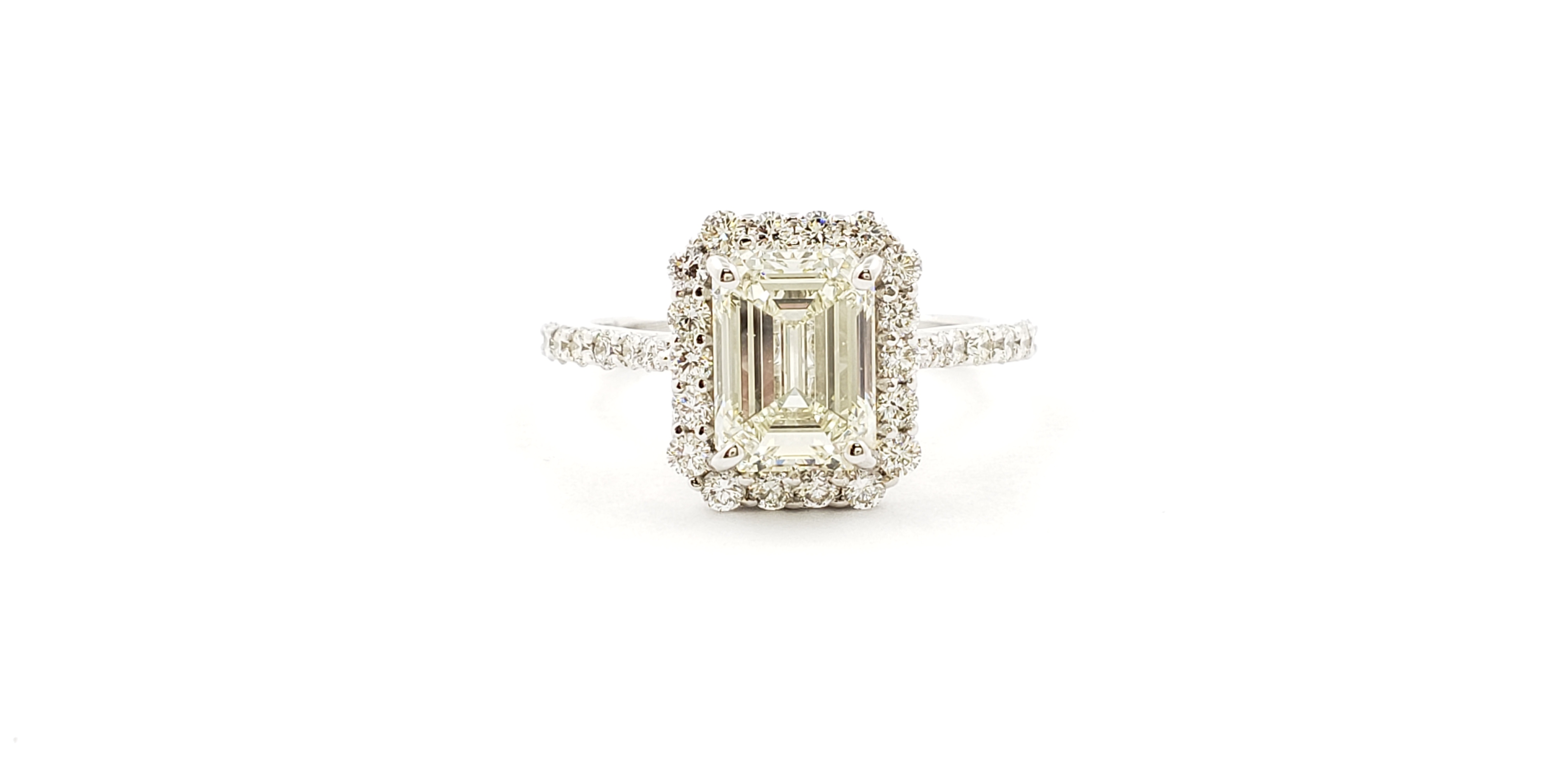 Emerald Cut Diamond Ring with Halo